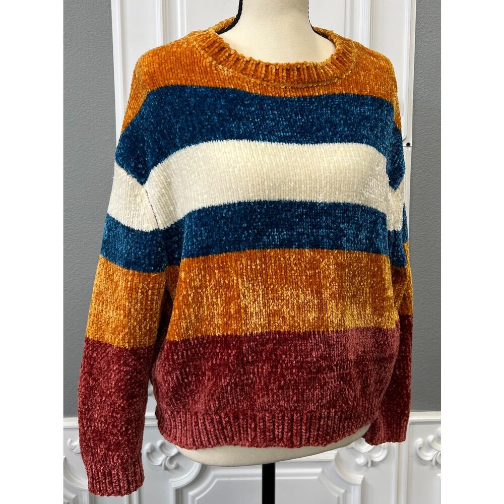 Deep Sugar Multicolor Chenille Striped Sweater- Women's Small